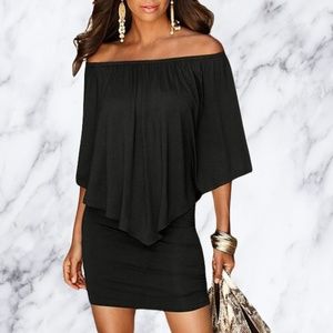 Black Ruffle-Layer Multi-Wear Mini Dress